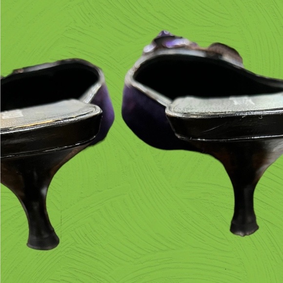 Miu Miu Purple Wool Tweed & Patent Leather Kitten Heel Slides - Size 6.5 - Picture 6 of 7